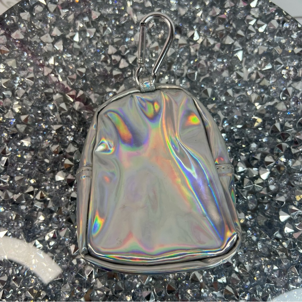 Holographic Mini Backpack Keychain - Silver - Picture 2 of 6